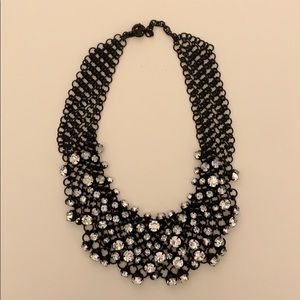 Gunmetal Chain Link & Crystal Statement Necklace